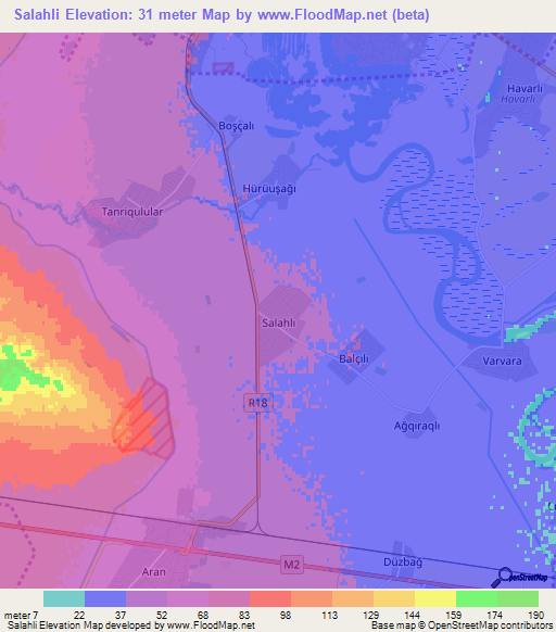 Salahli,Azerbaijan Elevation Map