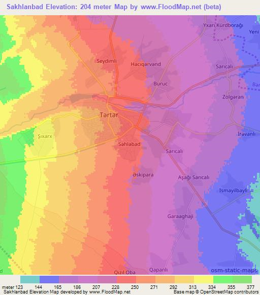 Sakhlanbad,Azerbaijan Elevation Map
