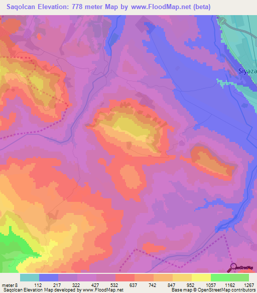 Saqolcan,Azerbaijan Elevation Map