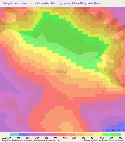 Saqolcan,Azerbaijan Elevation Map