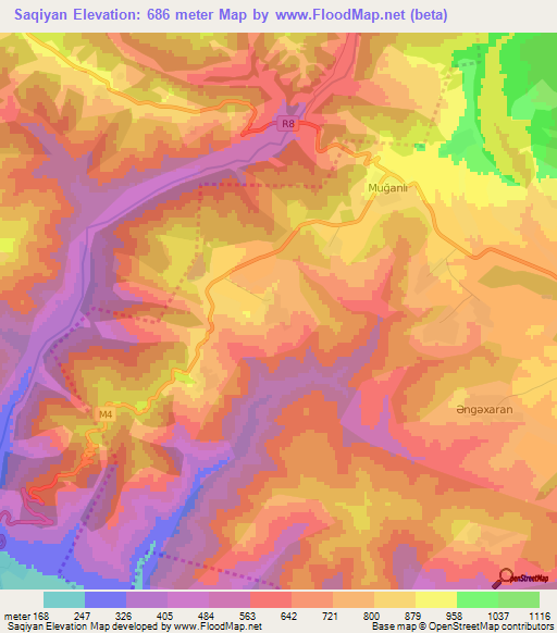 Saqiyan,Azerbaijan Elevation Map