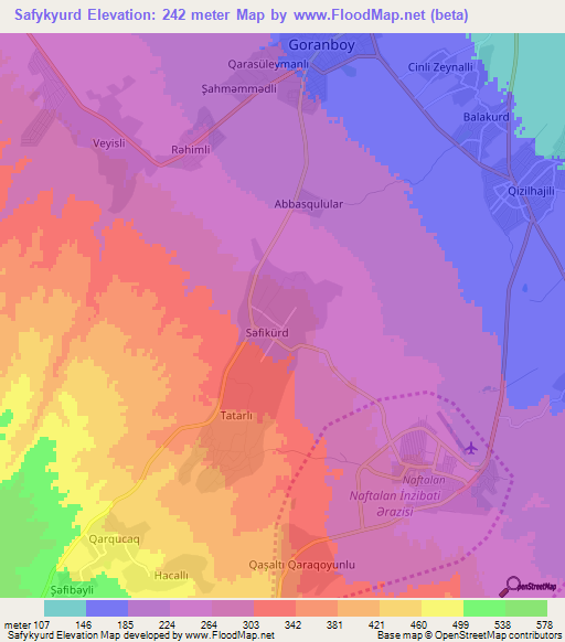 Safykyurd,Azerbaijan Elevation Map
