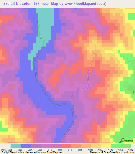 Sadiqli,Azerbaijan Elevation Map
