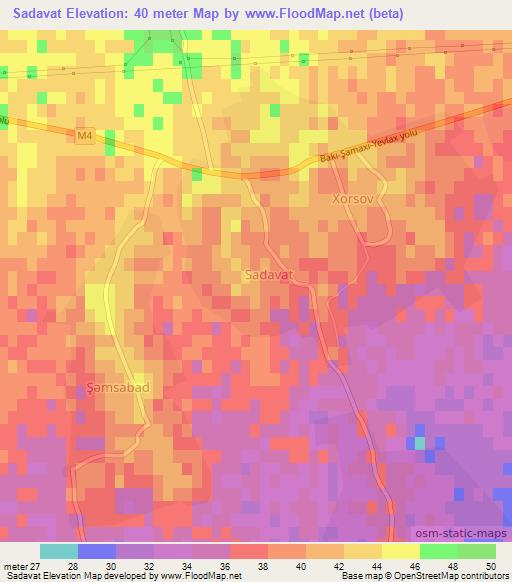 Sadavat,Azerbaijan Elevation Map