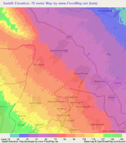 Sadafli,Azerbaijan Elevation Map