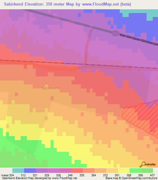 Sabirkend,Azerbaijan Elevation Map