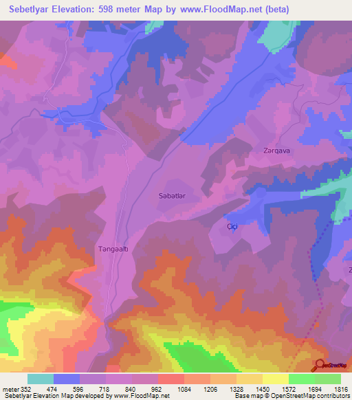 Sebetlyar,Azerbaijan Elevation Map