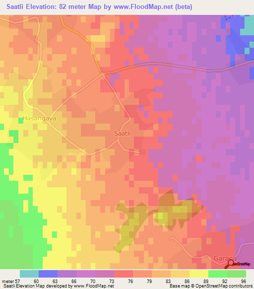 Saatli,Azerbaijan Elevation Map