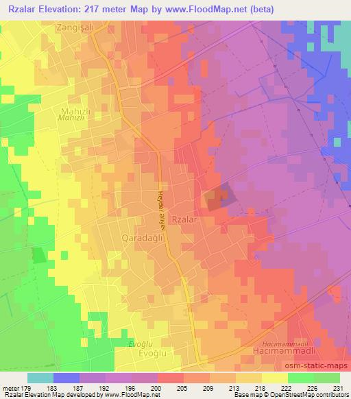 Rzalar,Azerbaijan Elevation Map