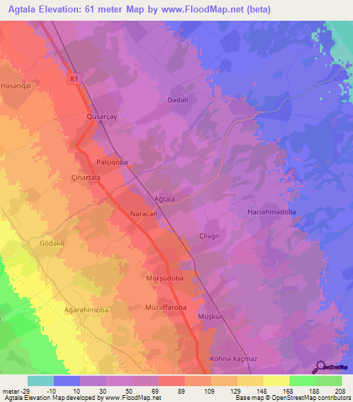 Agtala,Azerbaijan Elevation Map