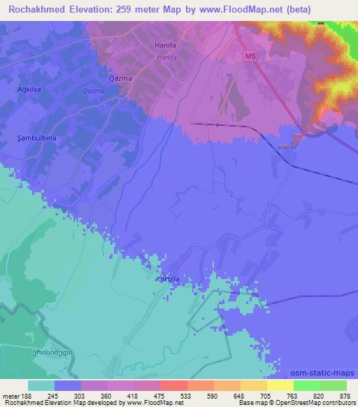 Rochakhmed,Azerbaijan Elevation Map
