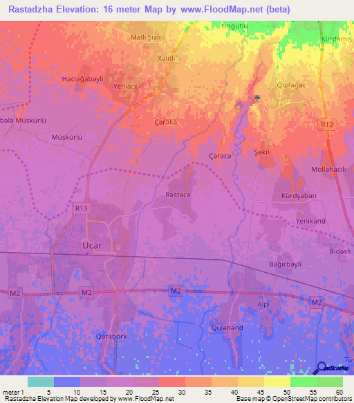 Rastadzha,Azerbaijan Elevation Map