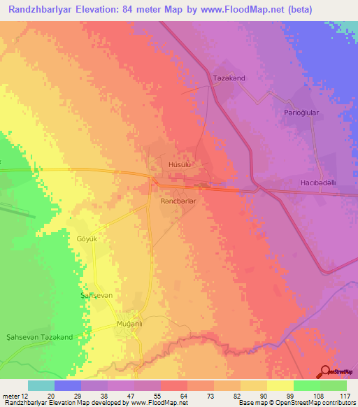 Randzhbarlyar,Azerbaijan Elevation Map