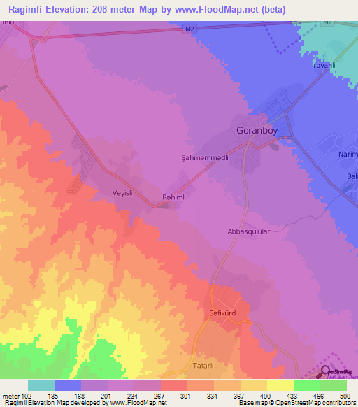 Ragimli,Azerbaijan Elevation Map