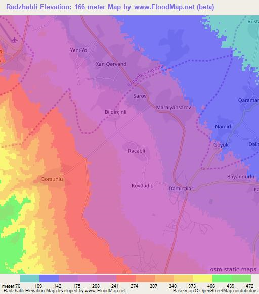Radzhabli,Azerbaijan Elevation Map