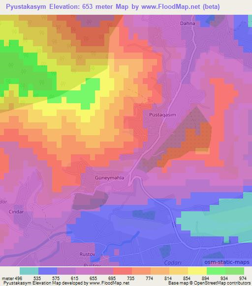 Pyustakasym,Azerbaijan Elevation Map