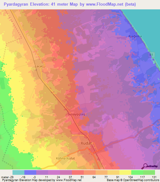 Pyardagyran,Azerbaijan Elevation Map