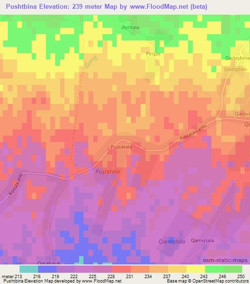 Pushtbina,Azerbaijan Elevation Map