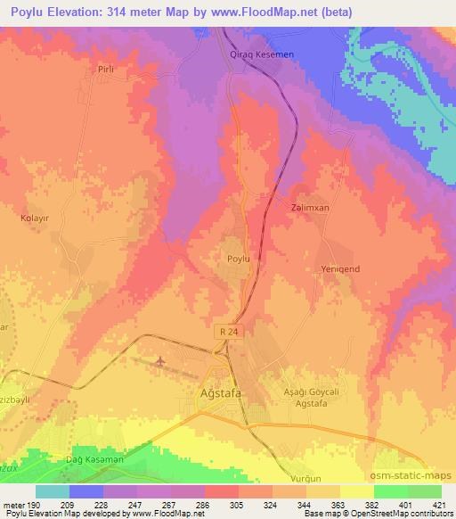 Poylu,Azerbaijan Elevation Map