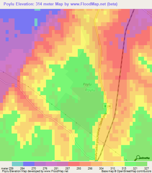 Poylu,Azerbaijan Elevation Map