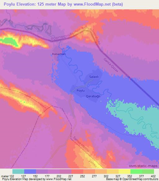 Poylu,Azerbaijan Elevation Map