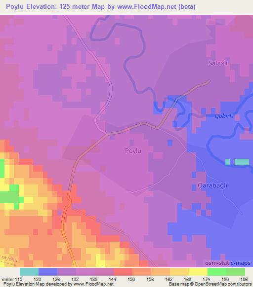 Poylu,Azerbaijan Elevation Map