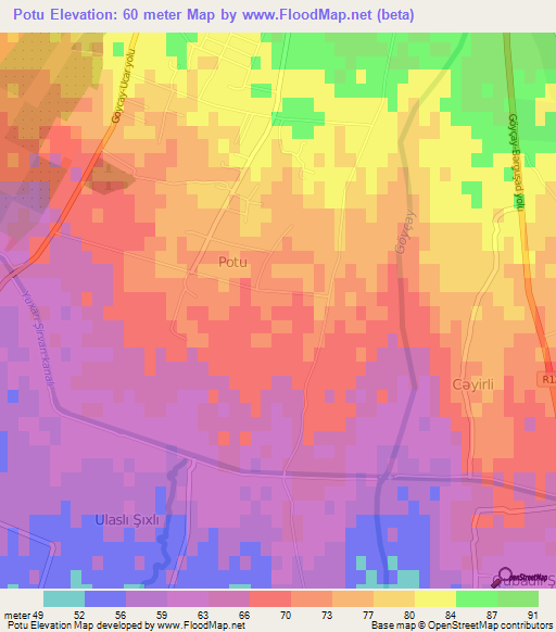 Potu,Azerbaijan Elevation Map
