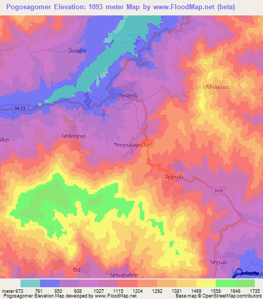 Pogosagomer,Azerbaijan Elevation Map