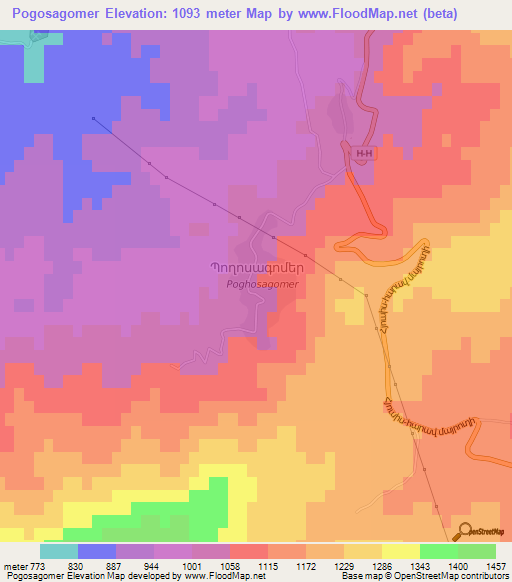 Pogosagomer,Azerbaijan Elevation Map