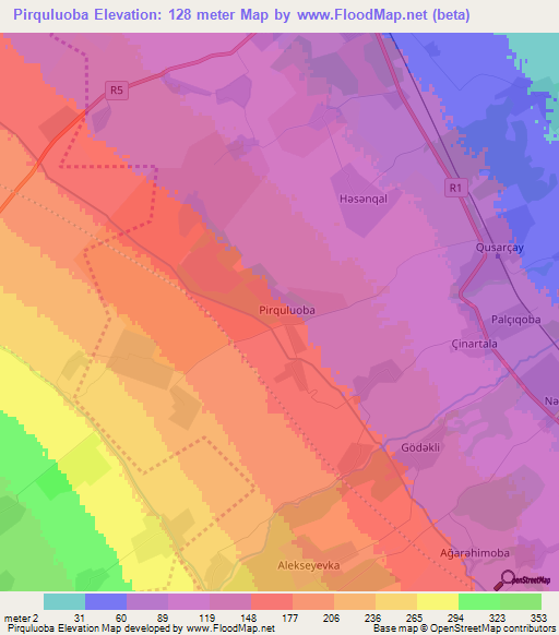 Pirquluoba,Azerbaijan Elevation Map