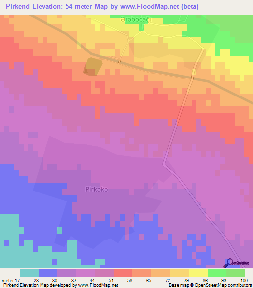 Pirkend,Azerbaijan Elevation Map