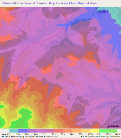 Pirabadil,Azerbaijan Elevation Map