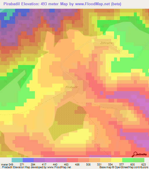 Pirabadil,Azerbaijan Elevation Map
