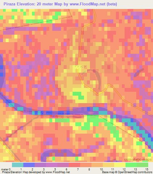 Piraza,Azerbaijan Elevation Map