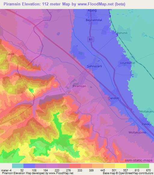 Piramsin,Azerbaijan Elevation Map