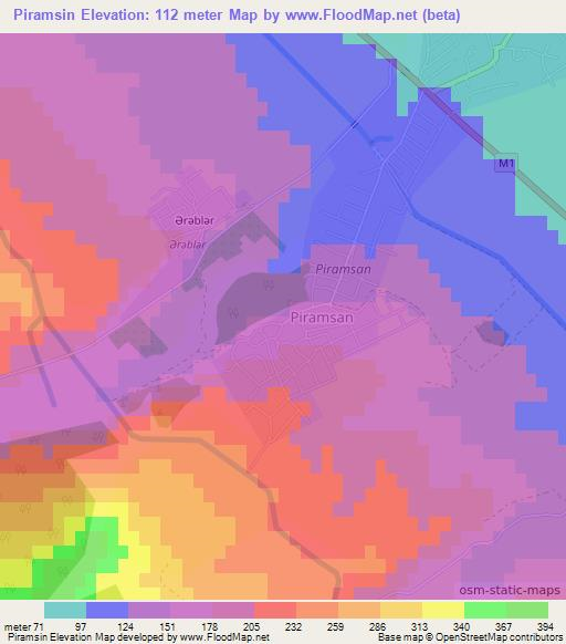 Piramsin,Azerbaijan Elevation Map