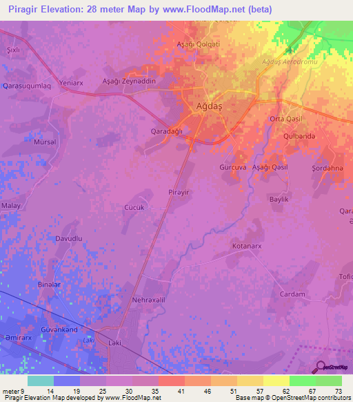 Piragir,Azerbaijan Elevation Map