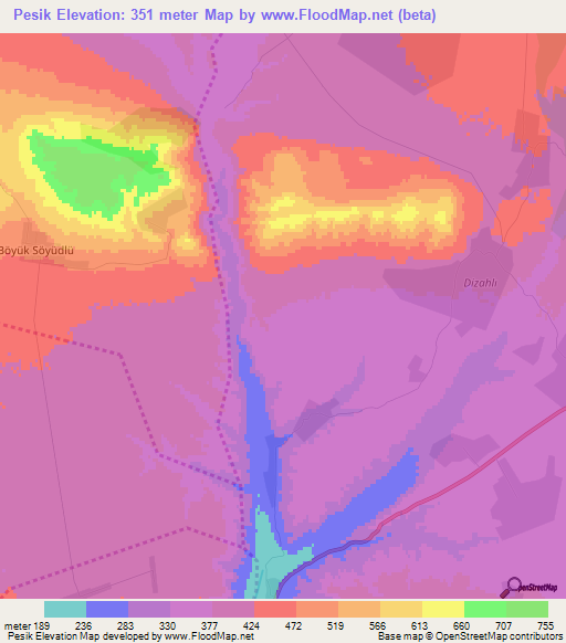 Pesik,Azerbaijan Elevation Map