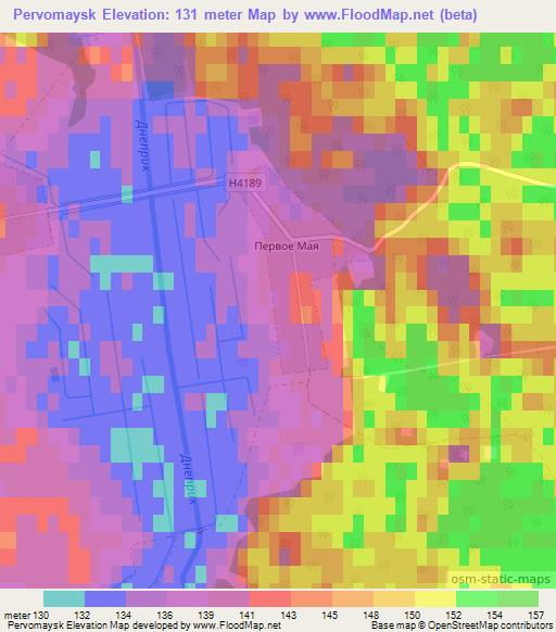 Pervomaysk,Belarus Elevation Map
