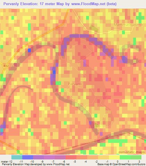 Pervanly,Azerbaijan Elevation Map