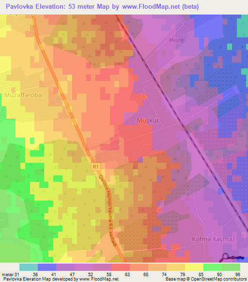 Pavlovka,Azerbaijan Elevation Map