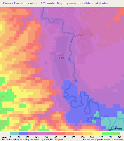 Birinci Pasali,Azerbaijan Elevation Map