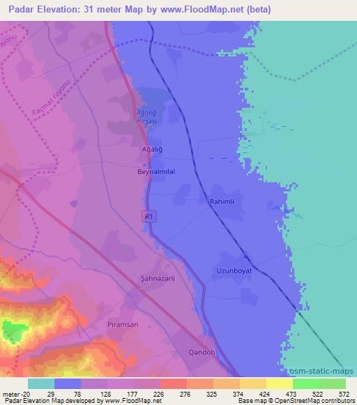 Padar,Azerbaijan Elevation Map