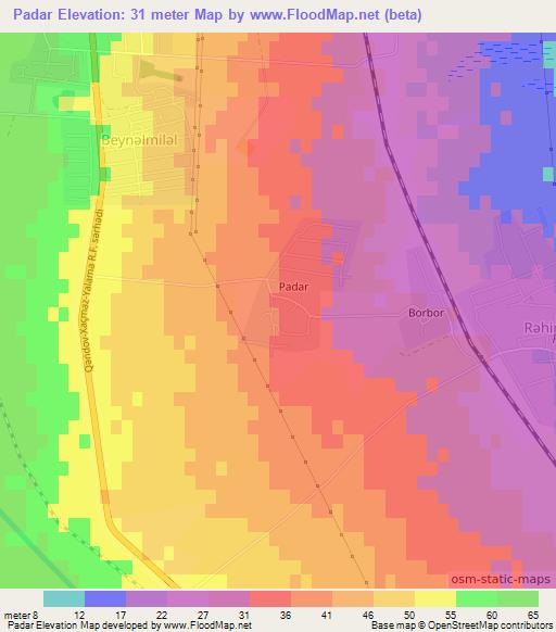 Padar,Azerbaijan Elevation Map
