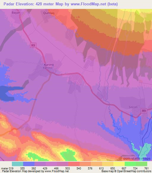 Padar,Azerbaijan Elevation Map