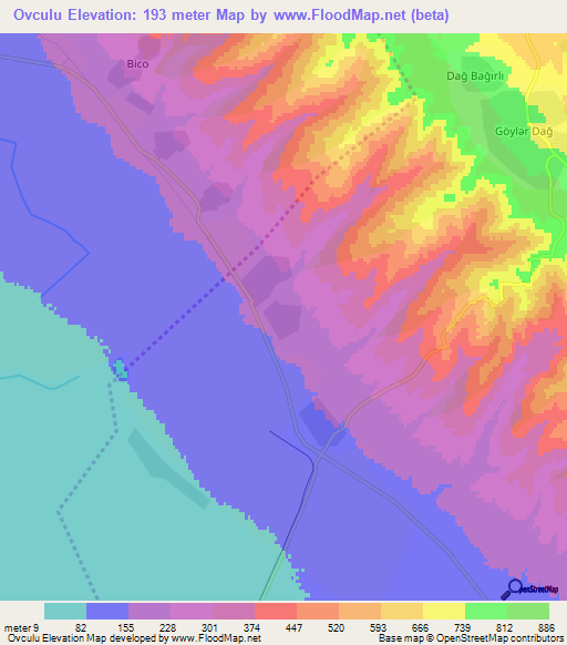 Ovculu,Azerbaijan Elevation Map