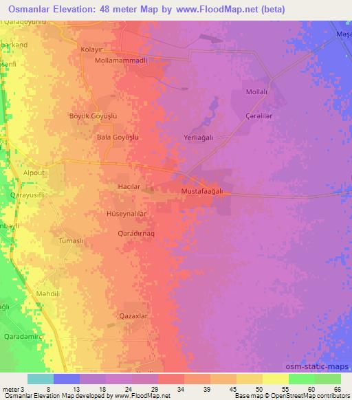 Osmanlar,Azerbaijan Elevation Map