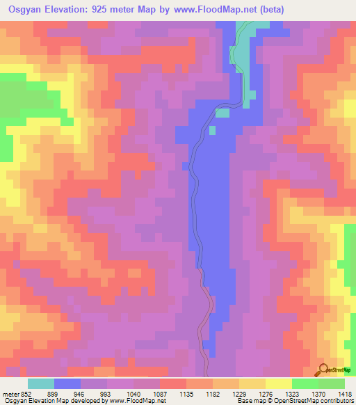Osgyan,Azerbaijan Elevation Map