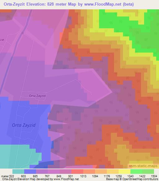 Orta-Zeyzit,Azerbaijan Elevation Map