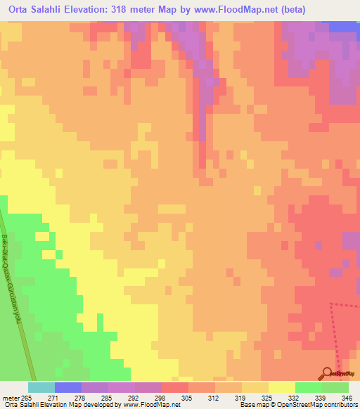 Orta Salahli,Azerbaijan Elevation Map